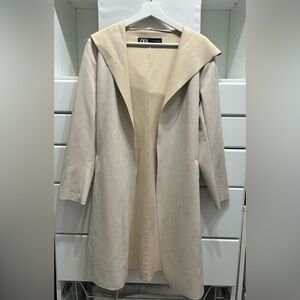 Zara Cream Hooded Trench Coat